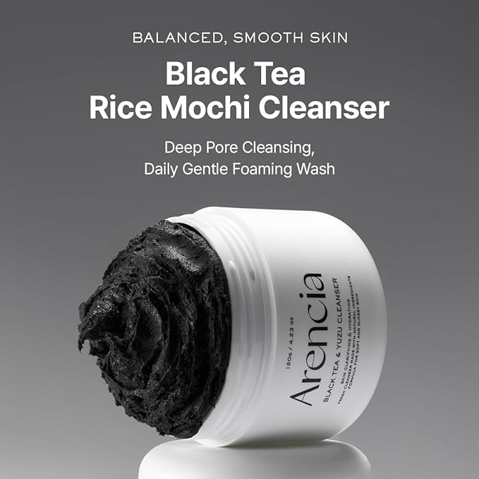 ARENCIA Black Tea Rice Mochi Face Cleanser, 120g, Pore Care, Sebum Control, Oily Skin