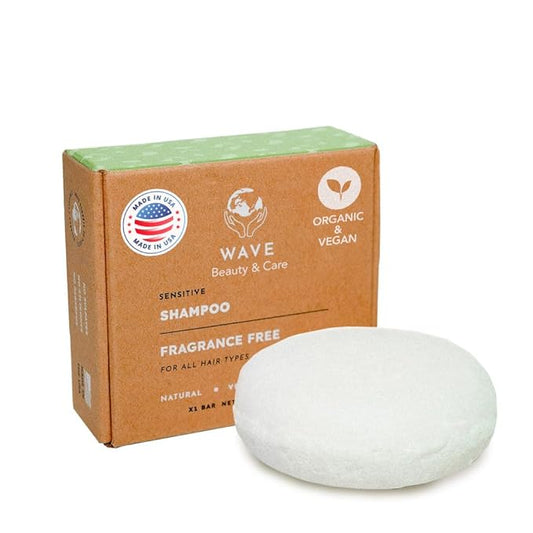 Clever Yoga Wave Unscented Shampoo Bar - Moisturizing & Handmade Vegan Bar for Shiny Hair, Natural, Sulfate Free, Organic & Non-GMO Shampoo for Women & Men, 2.3 oz, Long-Lasting (80-120 Uses)