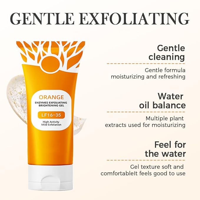 Orange Exfoliating Gel for Face and Body, 2026 Upgraded Deep Pore Orange Peeling Scrub, Cleaning Pores, Remove Blackheads Moisturize Cleansing, Facial Exfoliating Gel for All Skin (2PC, 3.52 Fl Oz)