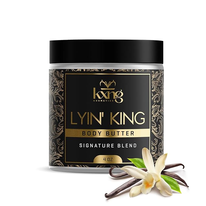 KXNG Cosmetics, Body Butter, Organic Skin Care for Men and Women, Body Moisturizer Lotions and Creams, Raw Shea Butter, Cocoa Butter, Mango, Coconut Oil, Hand, Foot, All Skin Types (Lyin' King XL)