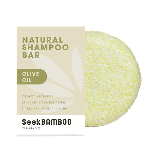Seek Bamboo - Olive Oil Shampoo Bar - Moisturizing & Nourishing with Shea Butter, Avocado Butter & Vanilla Essential Oil - Sulfate-Free, Vegan, For All Hair Types