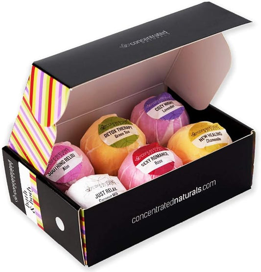 Bath Bombs for Women Relaxing Bath Bomb Gift Set All Natural Bathbombs for Woman with Essential Oil Scented Large Bulk 6 Pack Individually Wrapped Fizzy All Natural Bath Bombs…