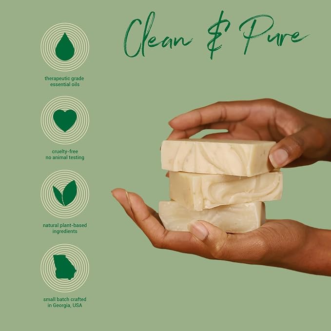 Herb’N Eden - Oatmeal Honey Bar Soap - Moisturizing Face & Body Soap - For Dry, Sensitive, Irritated, Itchy Skin - Natural Plant-Based Ingredients & Essential Oils - Handmade in USA - 3 Pack