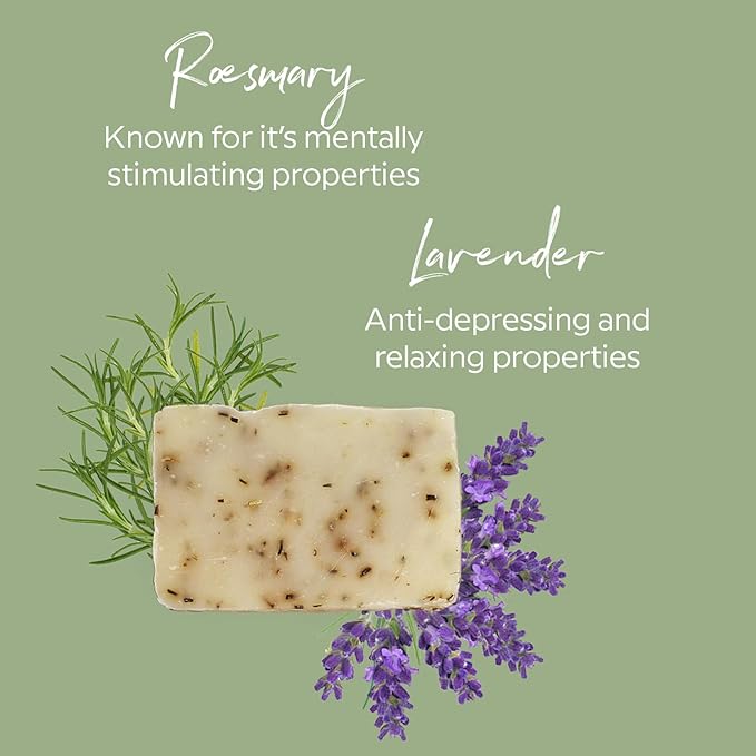 Herb’N Eden - Rosemary Lavender Bar Soap - Moisturizing Face & Body Soap - For Sensitive, Normal Skin - Natural Plant-Based Ingredients - Cruelty-Free - Handmade in USA - 3 Pack