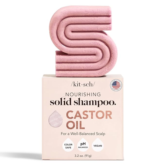 Kitsch Castor Oil Shampoo Bar & Coconut Oil Deep-Moisturizing Conditioner Bar - Hydrating for Dull & Dry Hair, Strengthen & Restore Damage Hair, 2pc Set