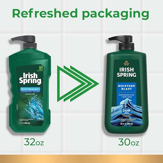 Irish Spring Moisture Blast Body Wash, 30 Oz Pump (Pack of 4)