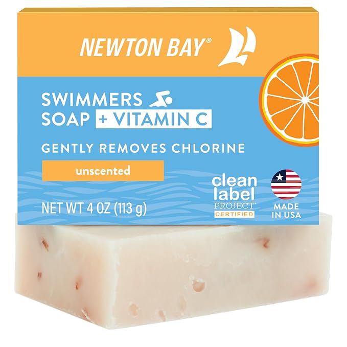 Swimmers Soap + Vitamin C | All Natural Body and Face Wash Soap Bar | Neutralizes and Washes Away Chlorine After Swimming | Revitalizes Sensitive Skin | Single 4 Ounce Soap Bar