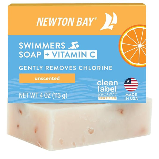 Swimmers Soap + Vitamin C | All Natural Body and Face Wash Soap Bar | Neutralizes and Washes Away Chlorine After Swimming | Revitalizes Sensitive Skin | Single 4 Ounce Soap Bar