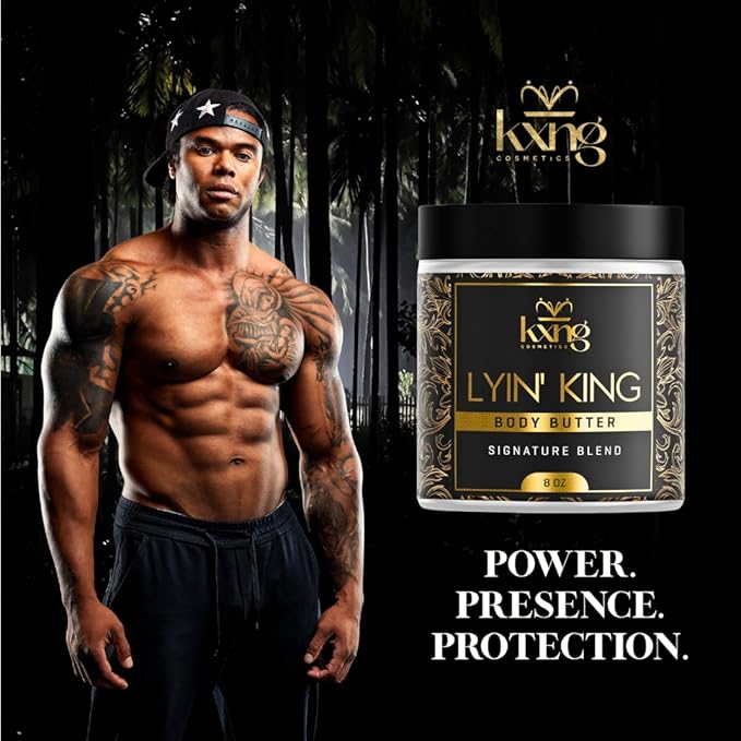 KXNG Cosmetics, Body Butter, Organic Skin Care for Men and Women, Body Moisturizer Lotions and Creams, Raw Shea Butter, Cocoa Butter, Mango, Coconut Oil, Hand, Foot, All Skin Types (Lyin' King XL)
