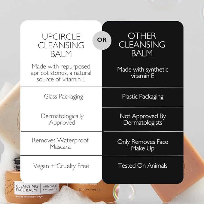 UPCIRCLE Cleansing Face Balm with Apricot 1.7oz - 100% Natural Cleanser To Remove Makeup, Including Waterproof Mascara + Clear Blackheads - Sea Buckthorn, Oat + Rosemary Oil - Vegan + Cruelty-Free