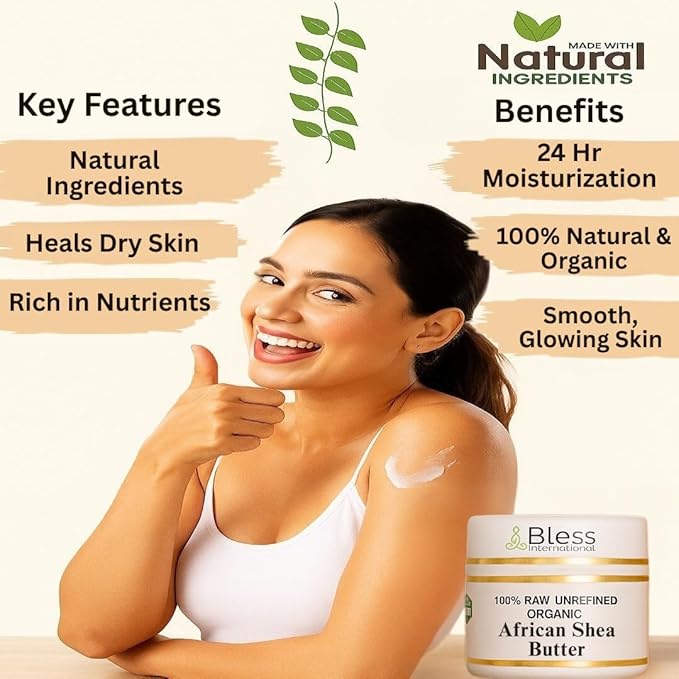 Organic Raw African Shea Butter 100% Pure,Natural & Unrefined| Skin Moisturizer For Face, Body & Hair| 8 OZ/230 GM Ivory / White Grade A | DIY Creams, Balms, Lotions, Soaps| Moisturizes Dry Skin