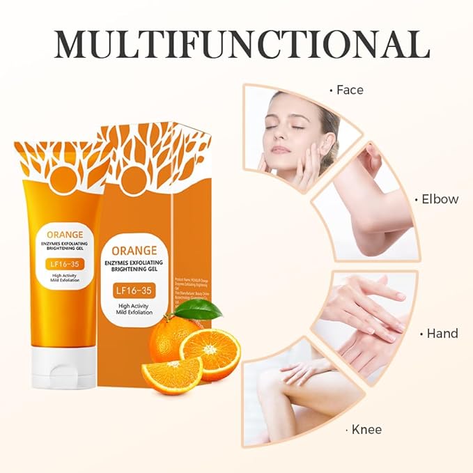 Orange Exfoliating Gel for Face and Body, 2026 Upgraded Deep Pore Orange Peeling Scrub, Cleaning Pores, Remove Blackheads Moisturize Cleansing, Facial Exfoliating Gel for All Skin (1PC, 3.52 Fl Oz)