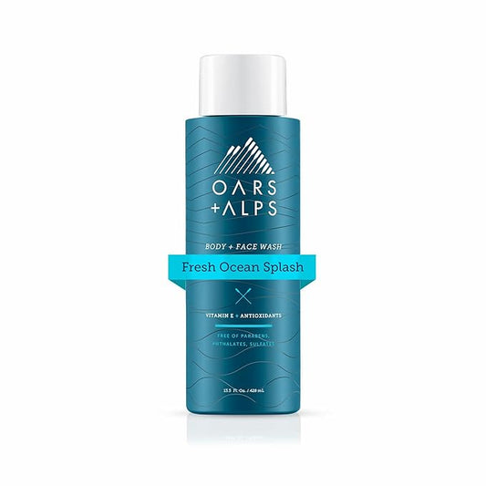 Oars + Alps Body Wash for Men, Mens Body Wash with Vitamin E and Antioxidants, Moisturizing, Hydrating, Paraben & Sulfate Free Cleanser, Fresh Ocean Splash, 1pk