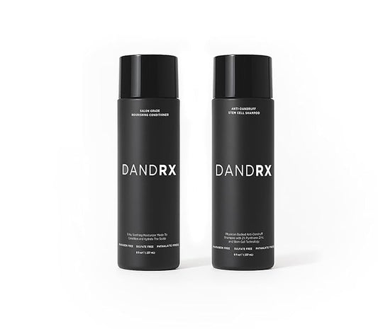 dandRX Anti Dandruff Stem-Cell Shampoo and Conditioner with 2% Pyrithione Zinc, Physician Founded for Itchy Scalp,Eliminates Flakes & Fights Dandruff,Color Safe,Sulfate Free,Paraben Free