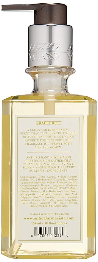 Antica Farmacista Hand & Body Wash - Luxury Nourishing Body Wash - Hydrating Hand Cleansing Wash - Bath & Body Gift - Grapefruit, 10 fl oz