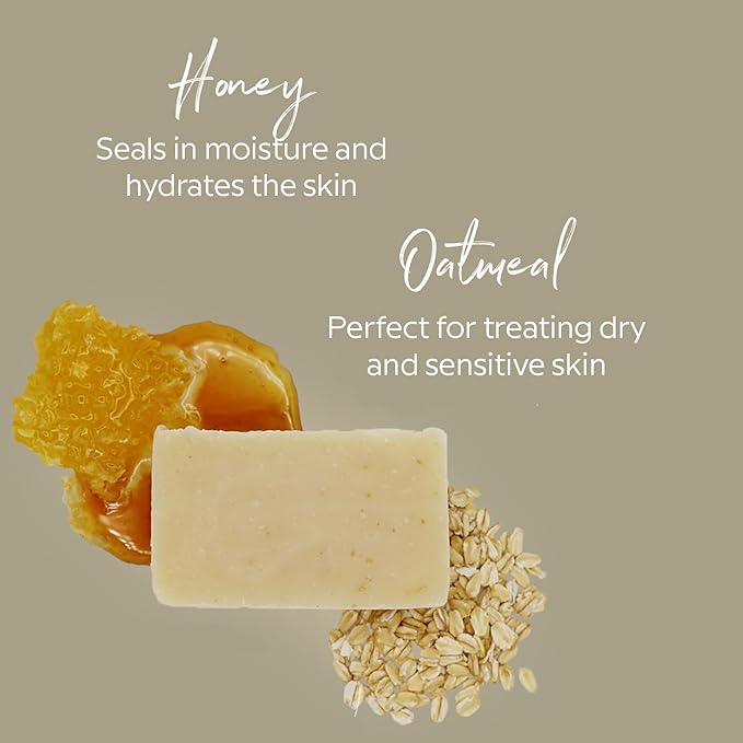 Herb’N Eden - Oatmeal Honey Bar Soap - Moisturizing Face & Body Soap - For Dry, Sensitive, Irritated, Itchy Skin - Natural Plant-Based Ingredients & Essential Oils - Handmade in USA - 3 Pack