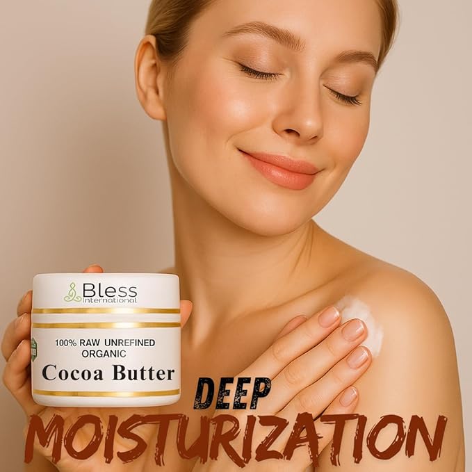Organic Raw Cocoa Butter 100% Pure,Natural & Unrefined| Skin Moisturizer For Face, Body & Hair| 4 OZ/115 GM Ivory/White Grade A | DIY Creams, Balms, Lotions, Soaps| Softens Dry & Tough Skin