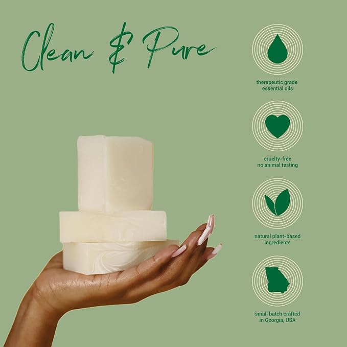 Herb’N Eden - Coconut Kaolin Clay Bar Soap - Moisturizing Face & Body Soap - For Sensitive, Oil & Normal Skin - Natural Plant-Based Ingredients & Essential Oils - Cruelty-Free -Handmade in USA -3 Pack