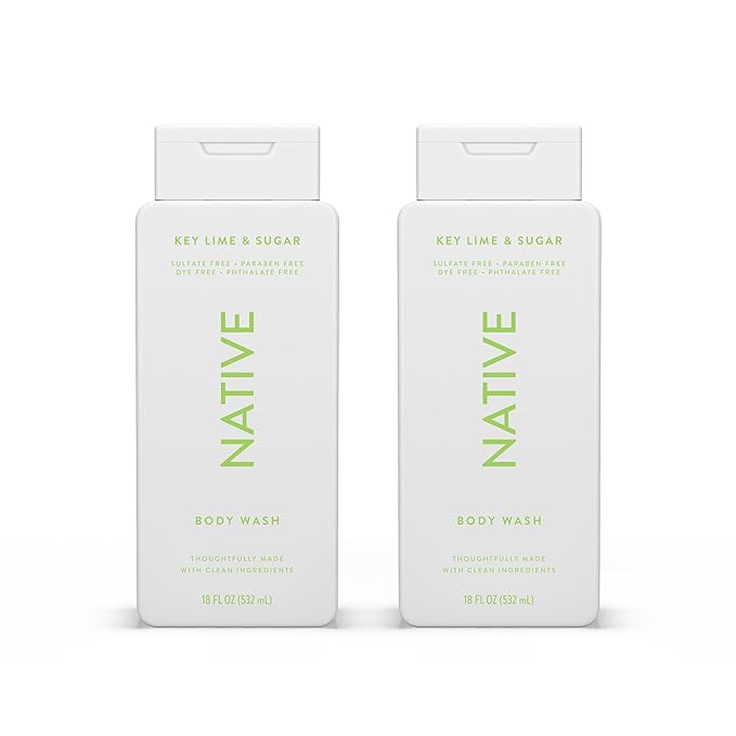 Native Body Wash Contains Naturally Derived Ingredients | For Women & Men, Sulfate, Paraben, & Dye Free Leaving Skin Soft and Hydrating | Key Lime & Sugar 18 oz - 2 Pk