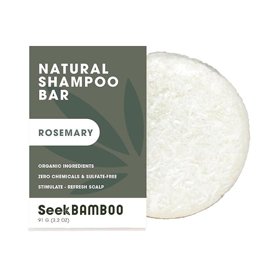 Seek Bamboo - Rosemary Shampoo Bar - Invigorating & Nourishing, SLS-Free, All-Natural Haircare, Plastic-Free, Vegan, Eco-Friendly Shampoo for Healthy Scalp & Hair | Shampoo with Jojoba Oil (Rosemary)