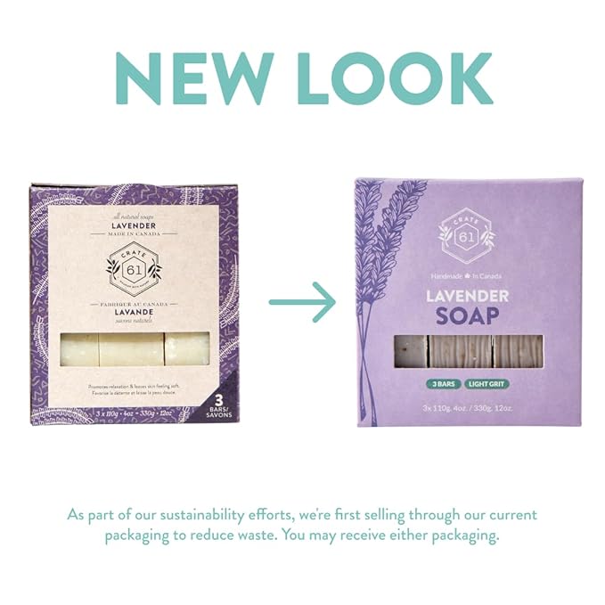 Crate 61, Natural Bar Soap, Vegan, Lavender, Handmade Soap With Premium Essential Oils, Cold Pressed Face And Body Bar For Men And Women (4 oz, 3 Bars) Lavender 3 Pack