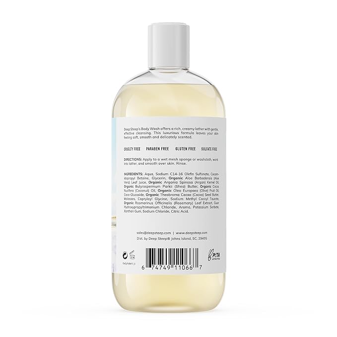 Deep Steep Body Wash, Cypress Fennel (The Folly Pier), 17 oz – Hydrating Shower Gel with Hyaluronic Acid, Shea Butter, Aloe Vera & Argan Oil – Vegan, Clean Beauty, Clean & Refreshed Skin