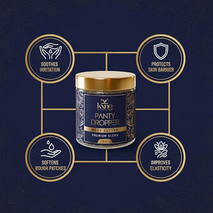KXNG Cosmetics, Body Butter, Organic Skin Care for Men and Women, Body Moisturizer Lotions and Creams, Raw Shea Butter, Cocoa Butter, Mango, Coconut Oil, Hand, Foot, All Skin Types (Panty Dropper)