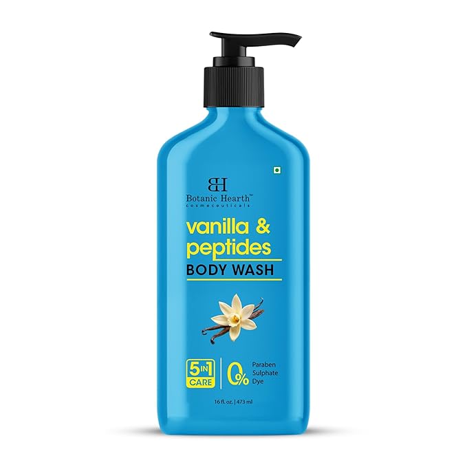 Botanic Hearth Vanilla Body Wash – Hydrating Shower Gel with 5 in 1 Care, Sulphate & Paraben Free, Gentle Daily Cleanser for All Skin Types, 16 fl oz