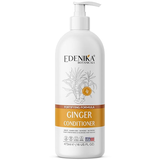 Ginger Conditioner with Apricot, Pumpkin Seed & Grapeseed, 16 fl oz, Fortifying & Nourishing Formula, Vegan, Sulfate-Free, Paraben-Free, for All Hair Types