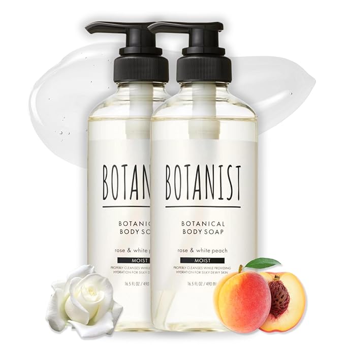 Botanist Sensitive Skin Body Wash for Women, Hypoallergenic Body Wash with Shea Butter & Aloe Extract, Hydrating Shower Gel, Sulfate & Paraben Free BODY WASH in Japan 16.5Fl Oz Rose & White Peach 2EA