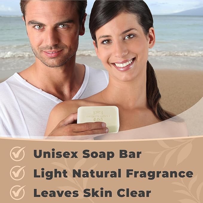 One With Nature Dead Sea Salt Soap 7oz 3-Pack – Purifying and Exfoliating Soap Bar with Dead Sea Minerals for Face & Body, for Men & Women. Unscented.