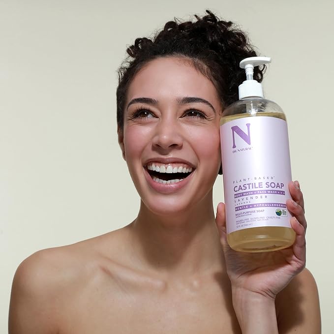 Dr. Natural Castile Liquid Soap, Lavender, 32 oz - Plant-Based - Made with Organic Shea Butter - Rich in Coconut and Olive Oils - Sulfate and Paraben-Free, Cruelty-Free - Multi-Purpose Soap