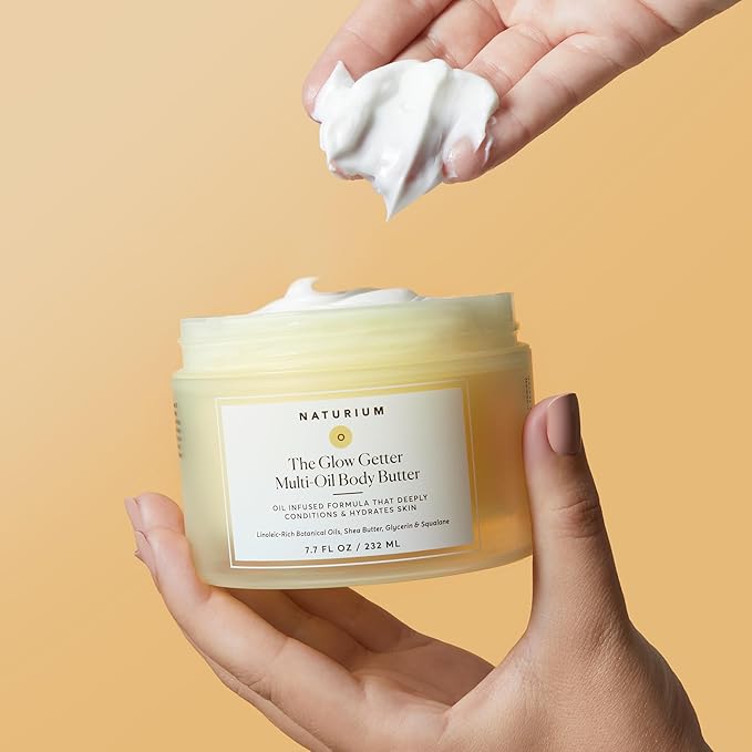 Naturium The Glow Getter Whipped Multi-Oil Body Butter, Firming Cream & Body Moisturizer with Shea Butter, 7.7 fl oz