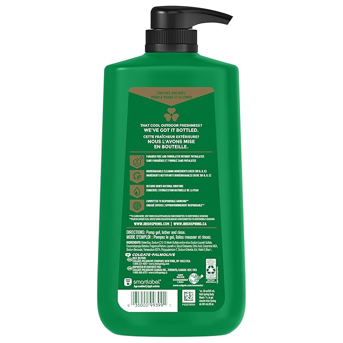 Irish Spring Mens Body Wash, Moisture Blast Body Wash for Men, Feel Fresh All Day, 30 Oz Pump Bottle
