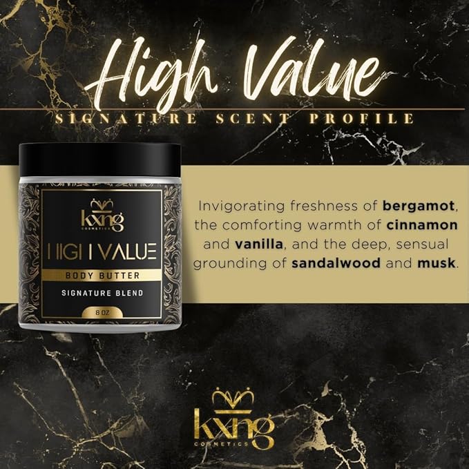 KXNG Cosmetics, Body Butter, Organic Skin Care for Men and Women, Body Moisturizer Lotions and Creams, Raw Shea Butter, Cocoa Butter, Mango, Coconut Oil, Hand, Foot, All Skin Types (High Value XL)