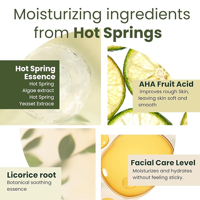 Moisturizing Body Wash for Dry Skin Women & Men, Full Body Washes with Hot Spring Yeast, Green Algae Extract & AHA from Japan, Natural Body Wash, Daily Use, 2EA, Each 10.1 Fl Oz