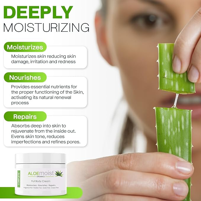 Organic Aloe Vera Lotion - Face & Body Moisturizing Cream with Natural Aloe Vera, Vitamin E Oil, Vitamin C, Retinol Cream, Shea Butter – Anti Aging Face Moisturizer for Women, Dry Skin (4 oz)