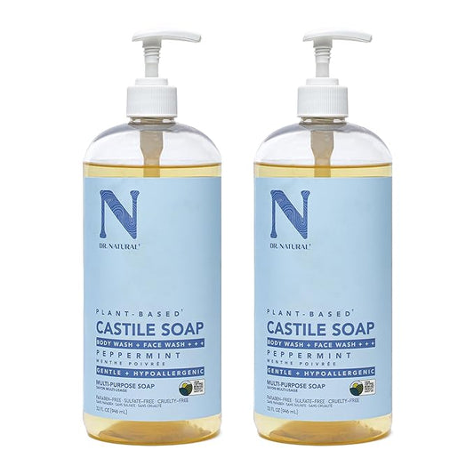 Castile Liquid Soap - Peppermint by Dr. Natural for Unisex - 32 oz Soap - Pack of 2