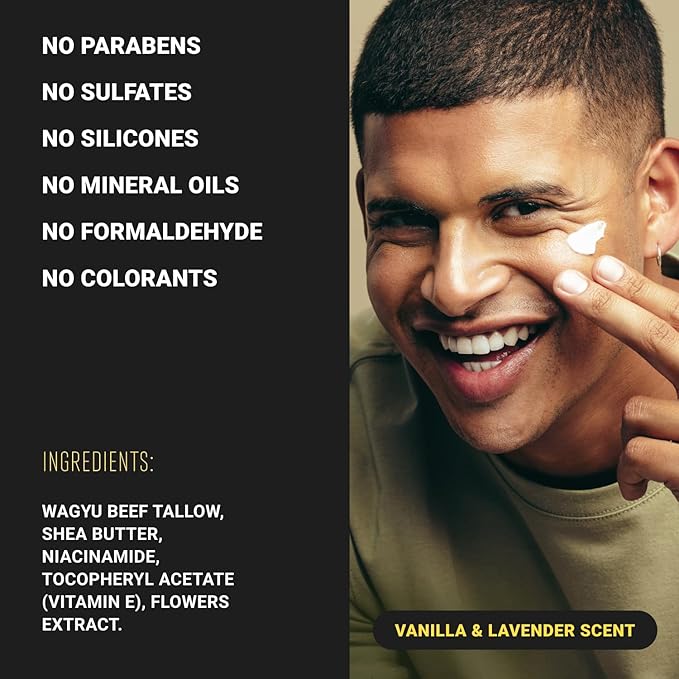 Non-Greasy Beef Tallow for Skin 5OZ Shea Butter, Vitamin E, Whipped Grass Fed Beef Tallow for Face Moisturizer Cream, Body, Hair, Lotion for Women & Men, Anti-Aging Face Moisturizer