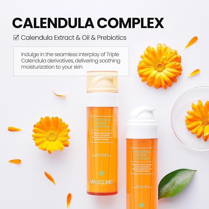 [K-Beauty] Calendula Biome Oil to Foam - All-in-One Korean Face Wash OilBased Foaming Facial Cleanser - Hydrating, Moisturizing & Soothing Makeup Deep Cleansing Oil for All Skin Types (3.88 fl oz)