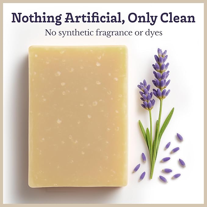 Southern Natural Goat Milk Soap Bar (Lavender 3 Pack) For Dry Sensitive Skin. Natural, Handmade Soap For Men, Women, Kids & Baby. Use On Face & Body