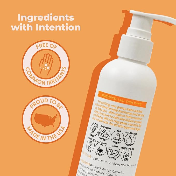 Cleure Body Lotion for Sensitive Skin - Daily Moisturizer with Shea Butter & Vitamin E - Fragrance Free, Gluten Free, Paraben Free (8 oz, Pack of 1)