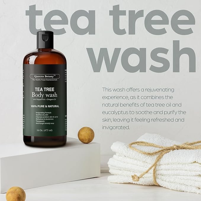Antibacterial Tea Tree Oil Body Wash For Men & Women - 16oz - Remedy Soap Extra Strength - Helps Treat Acne, Athletes foot, Eczema, Toenail Fungus & Jock Itch & Ringworm - For All Skin Types