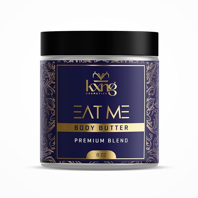 KXNG Cosmetics, Body Butter, Organic Skin Care for Men and Women, Body Moisturizer Lotions and Creams, Raw Shea Butter, Cocoa Butter, Mango, Coconut Oil, Hand, Foot, All Skin Types (Eat Me XL)