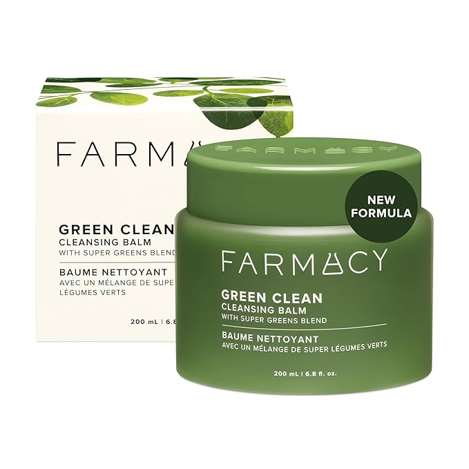 Farmacy Makeup Remover Cleansing Balm - Green Clean Waterproof Makeup Remover + Oil Based Cleanser - Newly Formulated Double Cleanser with Plant Based Waxes + Upcycled Moringa (200ml)