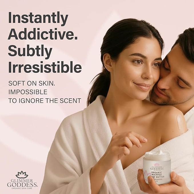 Glimmer Goddess Organic Whipped Body Butter for Women - Moisturizer Cream with Shea & Cocoa Butter, Almonds & Coconut Oil - Coconut Lime, 8oz