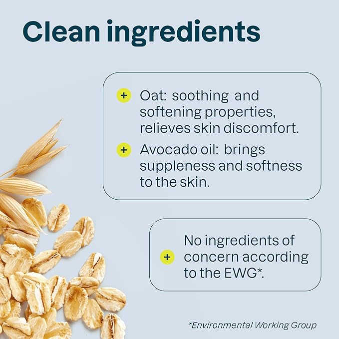 ATTITUDE Body Cream for Sensitive Skin with Oat, EWG Verified, Dermatologically Tested, Vegan, Fresh Apple Scent, 8 Fl Oz