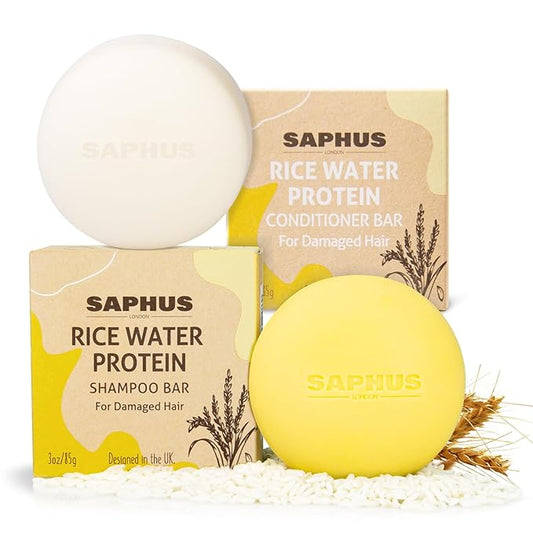 Rice Shampoo Bar and Conditioner Set - Promote Hair Growth & Strengthening Thinning Hair, Paraben Free and Sulfate Free with Natural Rice Water for Men & Women