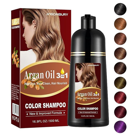 Coffee Hair Dye 16.9 Fl Oz, Argan Oil Coffee Hair Shampoo, 3 in 1 Hair Dye Shampoo, Easy To Use, Semi-Permanent Hair Color Shampoo (Coffee)