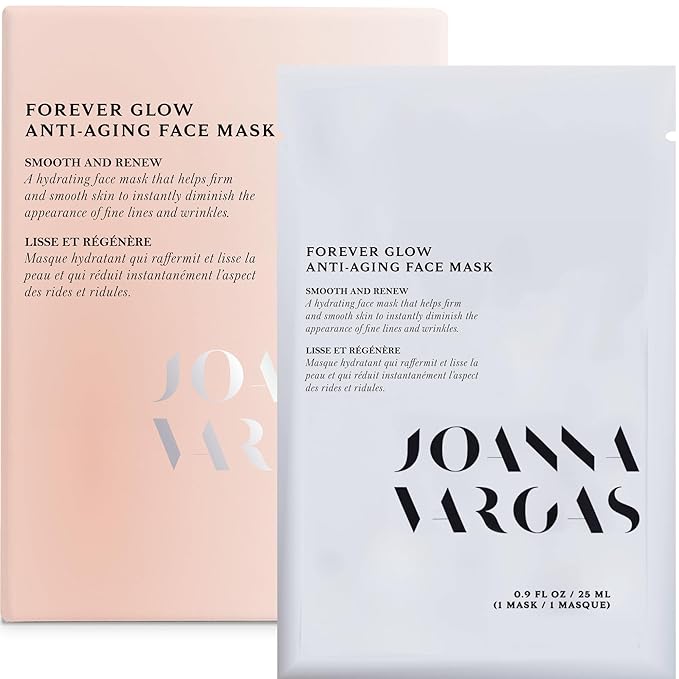 Joanna Vargas Forever Glow Anti Aging Face Mask for Women - Hydrating Sheet Mask For Radiance & Youthful Glow - Moisturizing Face Mask with Gingko Biloba - Plumping Facial Sheet Mask - Single Sheet